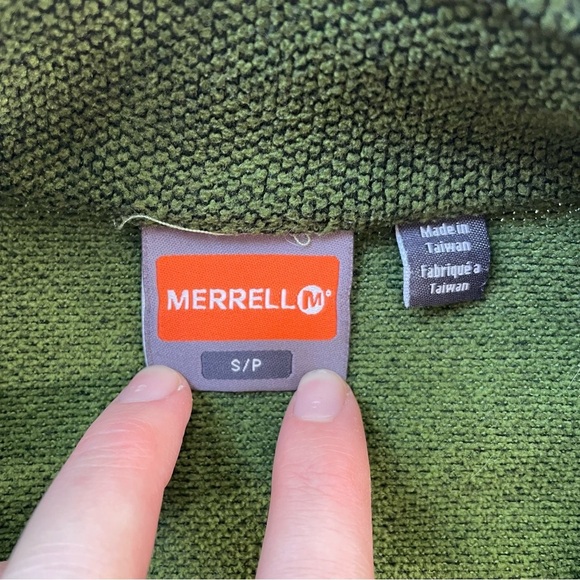 Merrell Men’s Quarter-Zip Pullover Olive Green Hiking Outdoor Sweater Size Small - Picture 5 of 7